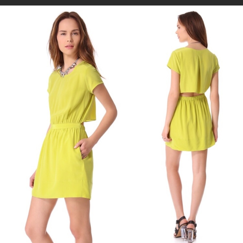 NWOT Club Monaco Silk dress in yellow in size 00